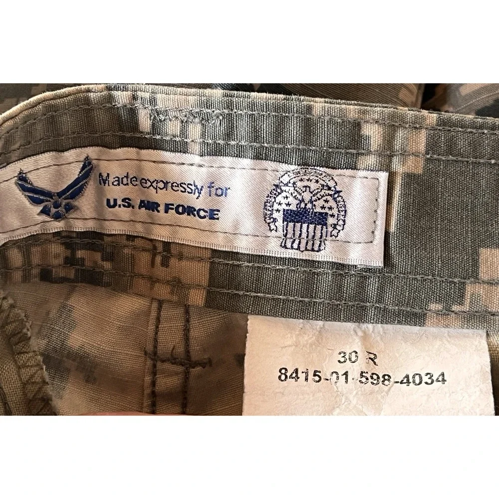 US Air Force Camo Cargo Pants Men's 30R USAF Camouflage Pattern Utility Trouser